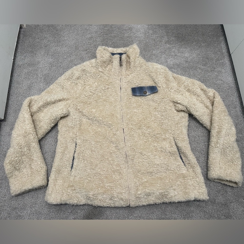Pendleton Sherpa Jacket with Blue Accents In Cream Size Large